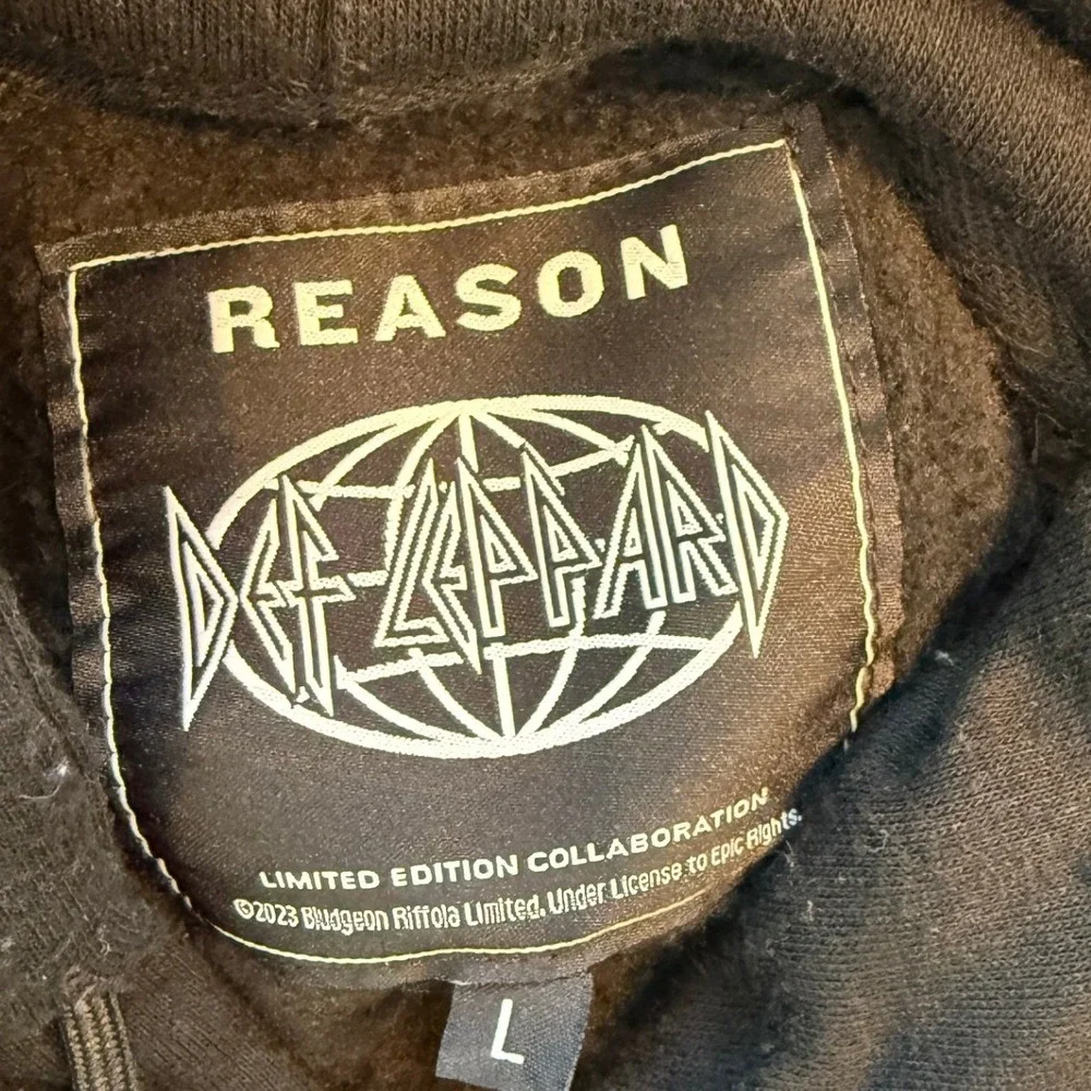 REASON x DEF LEPPARD Limited Edition Hoodie Metal Hard Rock‎ Size L